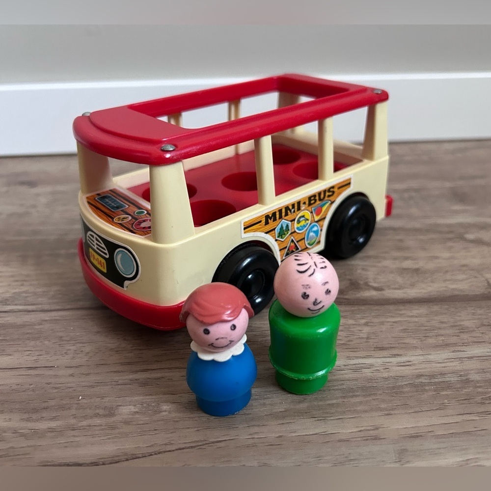 Vintage 1969 Classic Mini Bus Toy with little people Figures nostalgia old toys